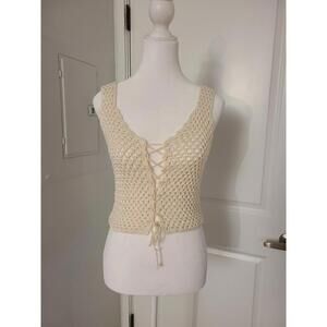 Knit Crochet Lace Up Net top